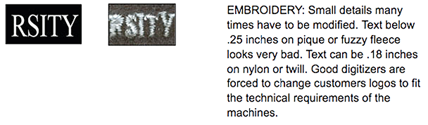 Graphic of negative affect of low-res images on embrodered items